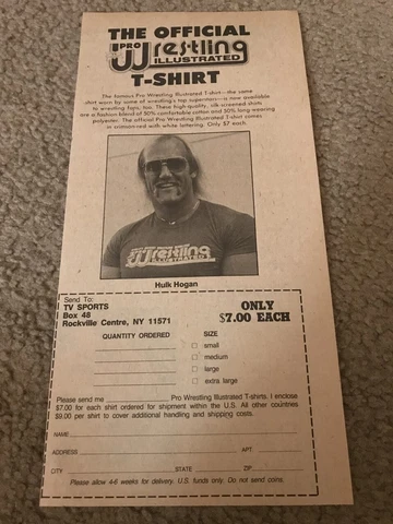 Vintage 1984 HULK HOGAN PRO WRESTLING ILLUSTRATED SHIRT Print Ad AWA '80s WWF Cover
