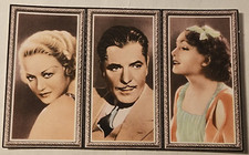 1936 GODFREY PHILLIPS STARS OF THE SCREEN #43,44,45  3 CARD UNCUT PANEL