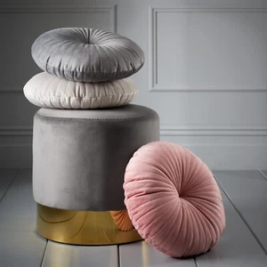 Catherine Lansfield 2 x Filled Round Cushions 40x40cm Soft Velvet - Picture 1 of 21