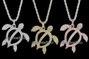 COLGANTE DE TORTUGA HONU PLATA ESTERLINA 925 HAWAIANA CZ ROSA/AMARILLO/PLATEADO - Imagen 1 de 18