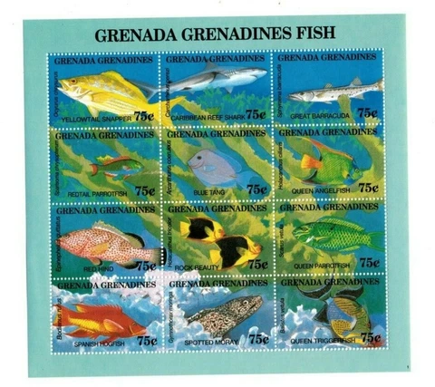 Grenadines 1994 - Scott #1690 - Fish - Marine Life - Sheet of 12 Stamps - MNH Cover
