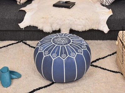 STUFFED Ottoman Footstool, Home decor pouf Moroccan Genuine Leather Boho Pouf - Image 1 of 4