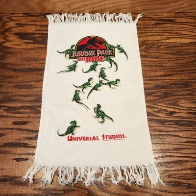 RARO Vintage 1998 Jurassic Park The Ride Universal Studios Toalha de Mão Raptors - Imagem 1 de 4