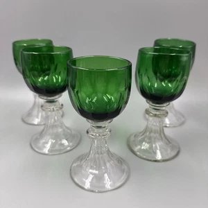 Vintage Val St Lambert Grün Cordial Weingläser 3er Set - Bild 1 von 18