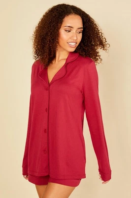 NUEVO CON ETIQUETAS** Conjunto de pijama top y boxer Cosabella Bella LS**Rubí profundo** Mediano Foto 1 de 3