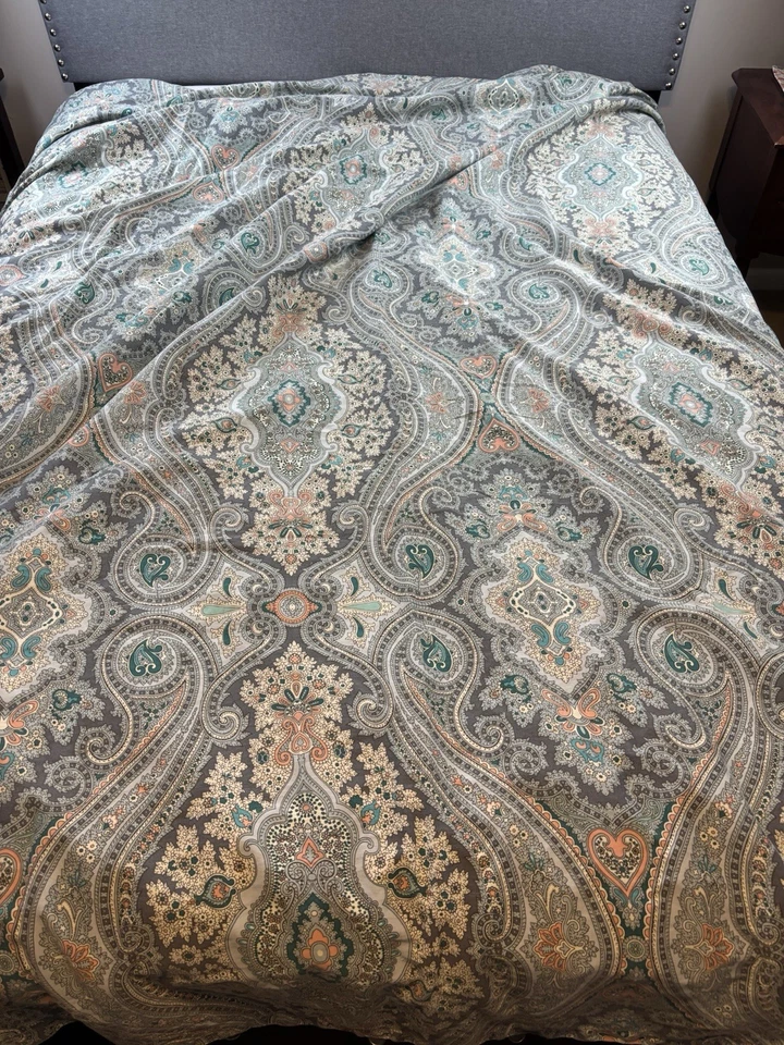 Funda Nórdica Echo Paisley King Azul Verde Algodón Boho Hippy Reversible Foto 1 de 4
