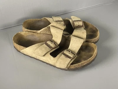 Sandalias Birkenstock Arizona para hombre talla 8 gamuza topo cuero dos correas corcho UE 41 Foto 1 de 4