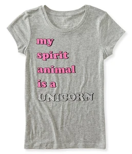 Aeropostale Girls Spirit Animal Graphic T-Shirt, Grey, Big Kids (8-20), 5 - Picture 1 of 1