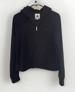 Sudadera con Capucha Juicy Couture Terciopelo Negra Cremallera Completa Juniors Talla Grande - Imagen 1 de 6