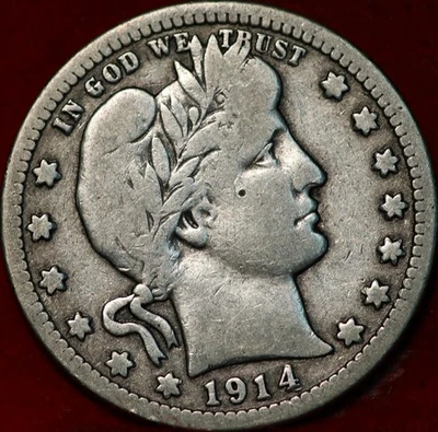 1914-D Denver Mint Silver Barber Quarter - Image 1 of 2