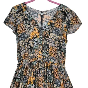 American Eagle Dainty Floral Boho Peasant Maxi Dress Womens Small Crochet Detail - Picture 1 of 9