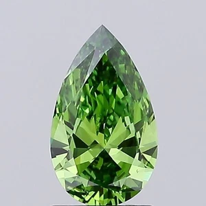 IGI Certifide Diamond 1.09 Carat Pear Shape Fancy Vivid Green Color VS1 Clarity - Picture 1 of 11