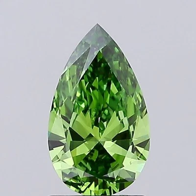 IGI Certifide Diamond 1.09 Carat Pear Shape Fancy Vivid Green Color VS1 Clarity - Image 1 of 4