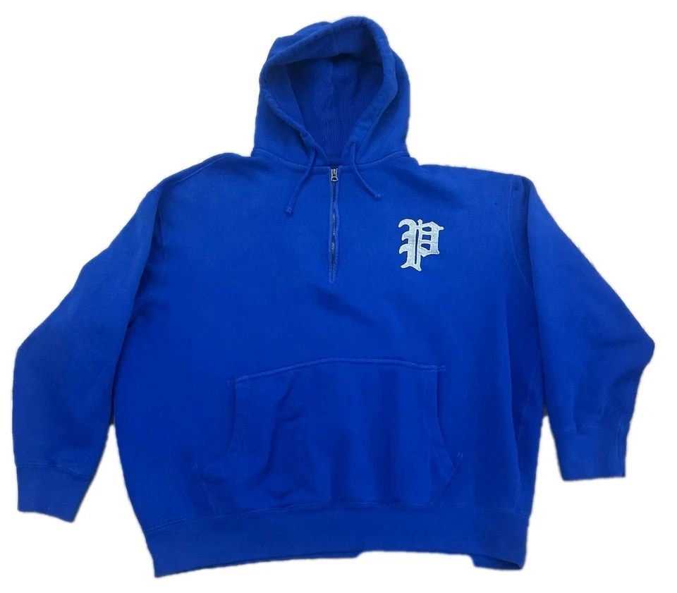 Ralph Lauren Polo Hoodie Sapphire Mens 2XB Felt P Patch 1/4 Quarter Zip Blue 2XL - Image 1 of 4
