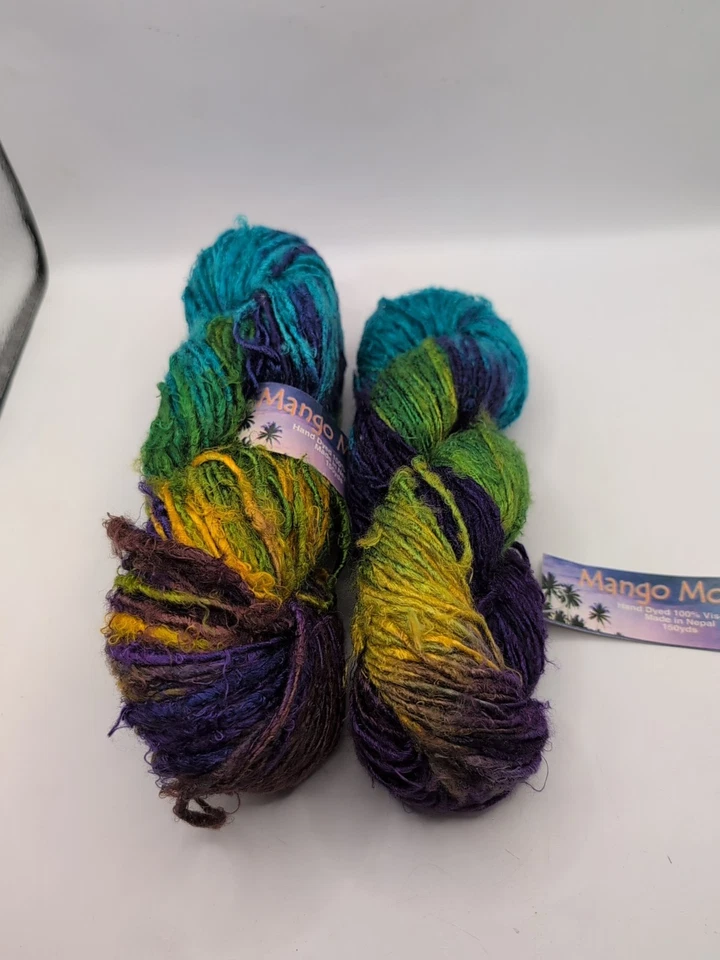 Hilo de luna de mango teñido a mano 100 % viscosa 150 yardas X,2 colores 1404 Saturno  Foto 1 de 4