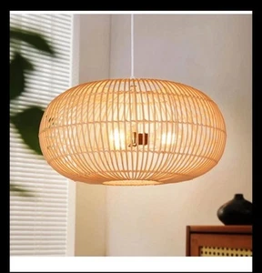 Arturesthome 3-Lights Rattan Pendant Light, Boho Basket Chandelier, Natural - Picture 1 of 5