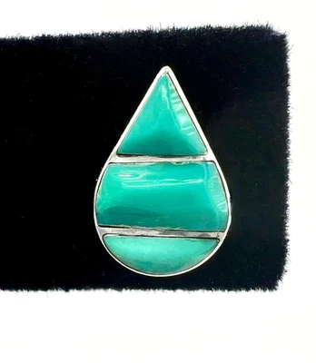 925 Sterling Silver Faux Turquoise Teardrop 0.5" Stud Earrings - Image 1 of 4