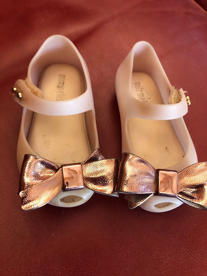 MINI MELISSA Toddler Girl's Pink Rose Gold Peep Toe Jelly Shoes Size 5 - Image 1 of 4