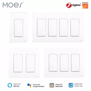 MOES Zigbee Smart Switch Single Pole Wall Light Switches Alexa Google APP Remote - Picture 1 of 20