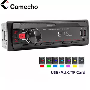 Single 1 Din Car Stereo Radio MP3 PLAYER ISO AUX Bluetooth Head Unit FM 12V APP - Picture 1 of 12