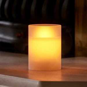 Auraglow Frosted Glass Flickering Flameless LED Decorative Candle Safety Flame - Picture 1 of 4