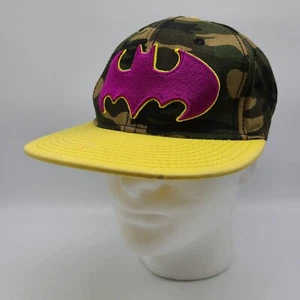 Batman Dark Knight Baseball Hat Cap Fitted Small Medium Camo Yellow DC Comics - Picture 1 of 13