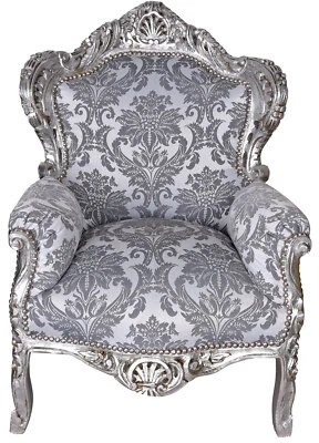 Antico Poltrona Stile Barocco Rococo Braccioli con Argento Trono Di XXL - Immagine 1 di 4