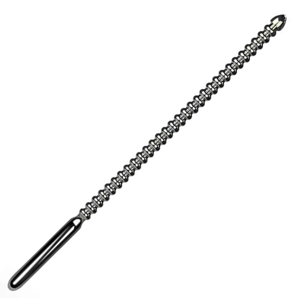 Stainless Steel Ribbed Penis Plug for Men - Image 1 of 3