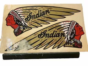 INDIAN MOTORCYCLE TANK DECAL NOS RED FACE CHIEF WARBONNET INDIAN CHIEF VINTAGE - Picture 1 of 4
