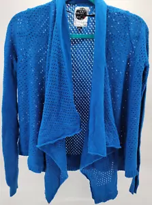 Volcom Elena Hight Blue Knit Cardigan Womens XS Long Sleeve Open Sweater Wrap - Picture 1 of 7