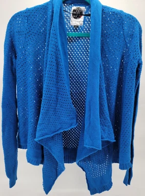 Volcom Elena Hight Blue Knit Cardigan Womens XS Long Sleeve Open Sweater Wrap - Image 1 of 4
