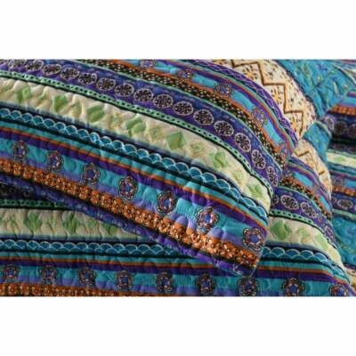 НОВЫЙ! ~ УЮТНЫЙ ЮГО-ЗАПАД СИНИЙ БИРЮЗОВЫЙ АКВА ОРАНЖЕВЫЙ ЗЕЛЕНЫЙ ФИОЛЕТОВЫЙ ТРОПИЧЕСКИЙ БОГЕМНОЕ ОДЕЯЛО КОМПЛЕКТ - Изображение 1 из 4