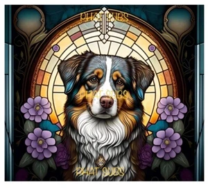 Vaso de sublimación 20 oz envoltura vitral border collie listo para presionar - Imagen 1 de 1
