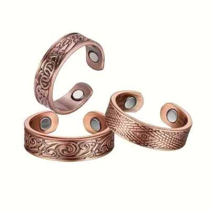 Pure Copper Ring With Magnet Arthritis Circulation Pain Relief Adjustable Unisex - Picture 1 of 8
