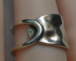 Chunky Hammered Effect Ring 925 Sterling Silver Plated Adjustable Finger + Bag - Picture 1 of 10