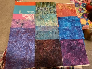 Batikstoff 20 Quadrate 6 Zoll 100 % Baumwolle Quilten Basteln Nähen - Bild 1 von 4