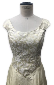 Vintage Anna Christina Soft Gold 100% Silk Wedding Dress Size 14-16 - Picture 1 of 5