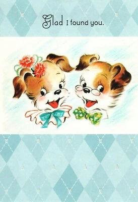 Tarjeta de felicitación Happy Anniversary Dog Pareja Perros Viejos Me alegro de haberte encontrado sello Foto 1 de 3