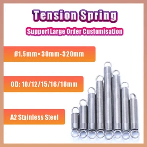 A2 Stainless Steel Tension Springs | Ø1.5mm×30-320mm for Automotive, Industrial - Picture 1 of 113