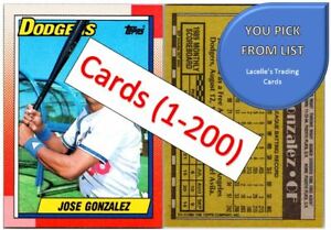 1990 Topps cartes de baseball (1 - 200) - U-Pick From List