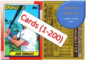 Cartes de baseball Topps 1990 (1 à 200) - U-Pick from list - Photo 1 sur 357