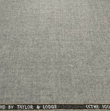 100% Wool Flannel Fabric, Plain/Solid Grey, By Taylor & Lodge Jacketing, 2.0m
