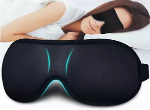Sleep Mask for Women Men 3D Contoured Blindfold Soft Comfort Eye Shade (Black) - Picture 1 of 7