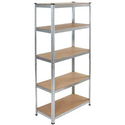 Scaffale 5 Ripiani Metallo e Legno 180x75cm Carichi Pesanti Scaffalatura Zincata - Immagine 1 di 4