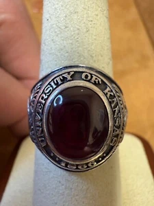 Vintage 1866 Kansas State University roter Edelstein Sterlingsilber Klasse Ring - Bild 1 von 6