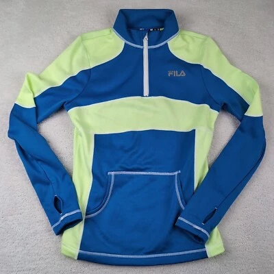 Chaqueta deportiva Fila para mujer XS azul amarillo 1/4 cremallera rendimiento correr atlético Foto 1 de 4