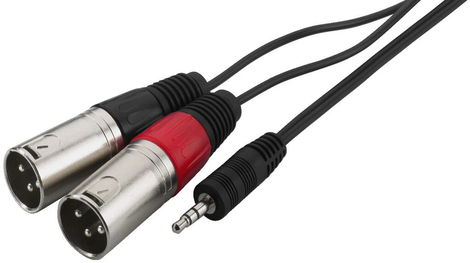 Monacor MCA-129P - Cable adaptador 2x XLR macho a conector de 3,5 mm para portátiles - 1 m