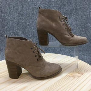 Ana Boots Womens 9 M Miki Ankle Booties Heels Casual 762401 Brown Fabric Lace Up - Picture 1 of 18