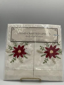 TOALLAS DE PASCUA 14 X 20 PARA INVITADOS ~ Blanco Bordado a mano Nuevo en paquete Juego de 2 Navidad - Imagen 1 de 3