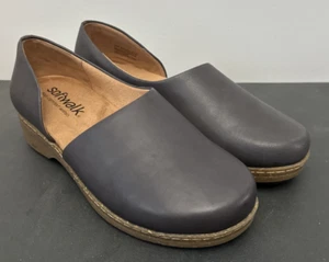 SoftWalk Women's Addie Clog 9W Gray Leather Removable Foot Bed Arch Support - Picture 1 of 9